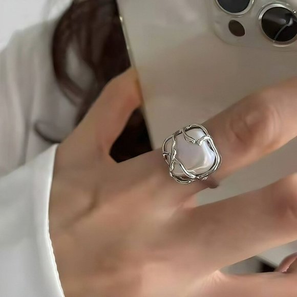 2pcs Irregular Hollow Silver Twined Finger Ring Set - Picture 6 of 10